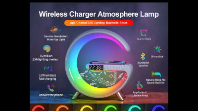 Lampe LED Design G - Ambiance Moderne & Recharge sans fil (Bluetooth)