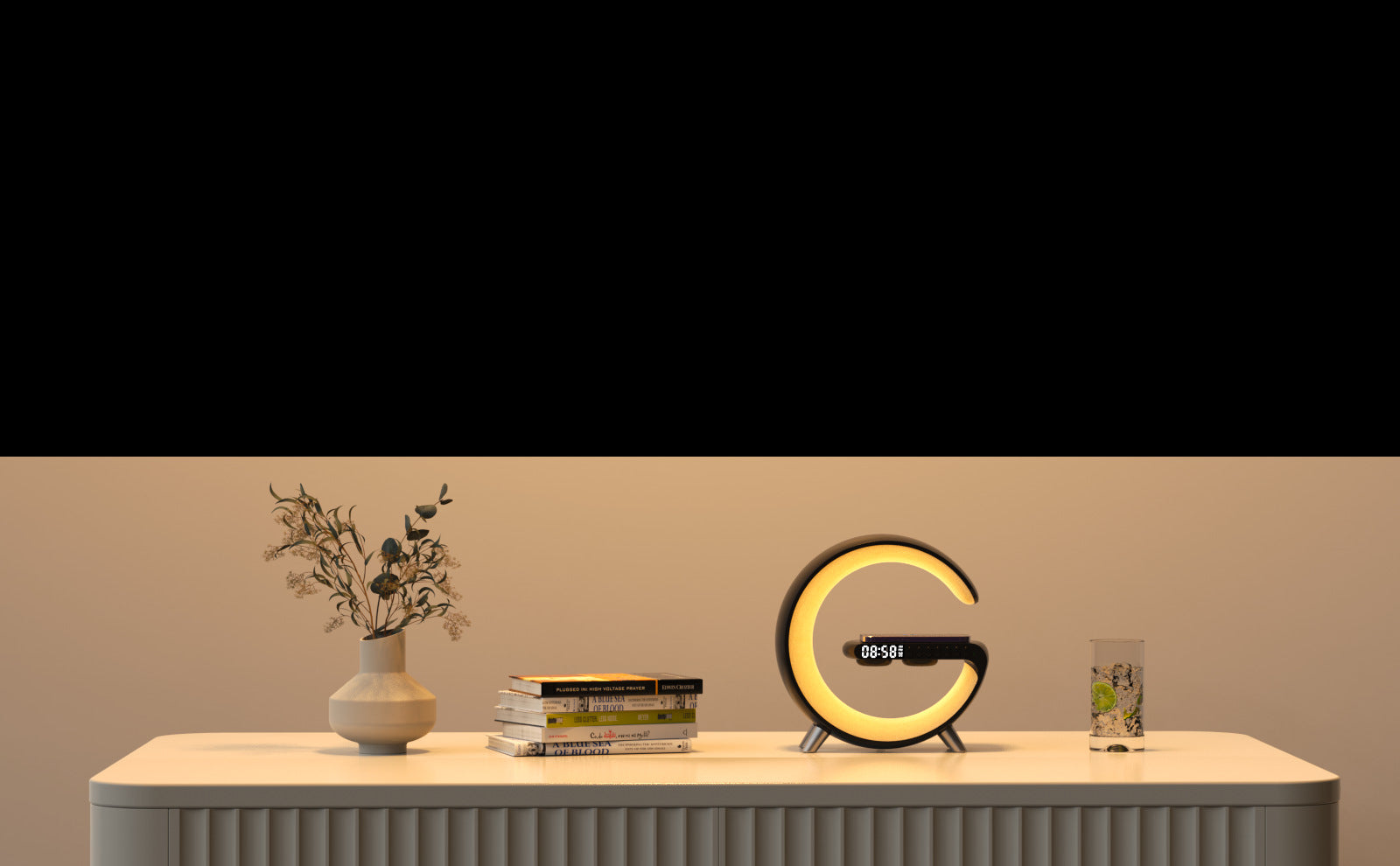 Lampe LED Design G - Ambiance Moderne & Recharge sans fil (Bluetooth)