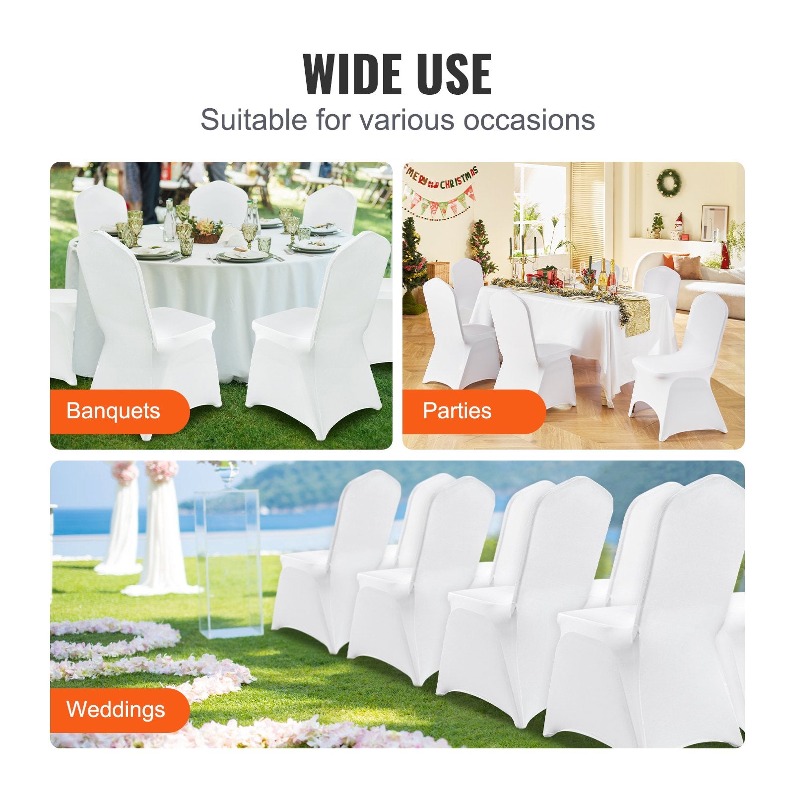 Stretch Spandex Folding Chair Covers, Universal Fitted Arched Front Cover, Removable Washable Protective Slipcovers, For Wedding, Holiday, Banquet, Party, Celebration, Dining